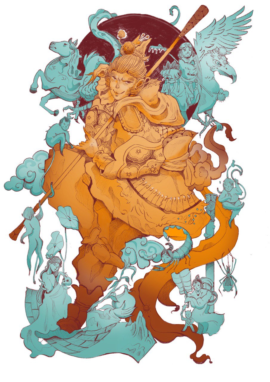 Great Sage: Sun Wukong, A3 Riso Print