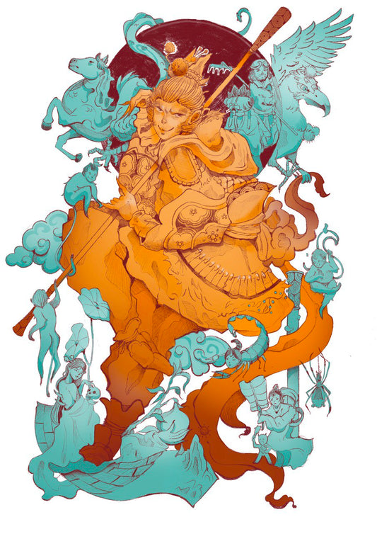Great Sage: Sun Wukong, A3 Riso Print